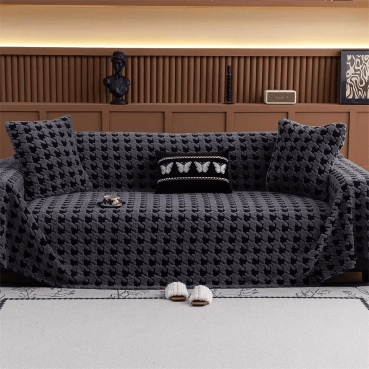 Luxurious Jacquard Sofa Cover (Grey) : [EM-SC-33]