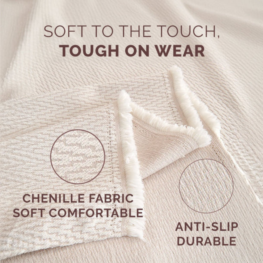 Light Grey Elegance Chenille Sofa Cover : [EM-SC-32]