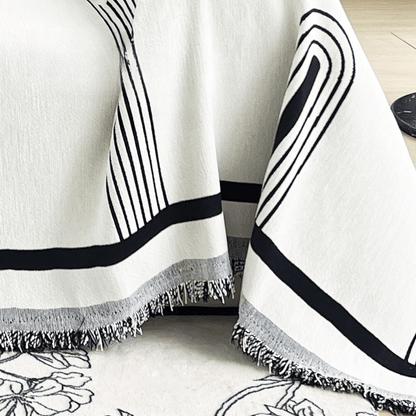 Off White & Grey Elegance Chenille Sofa Cover
