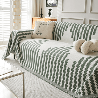 Fern Leaf Print Elegance Elegance Chenille Sofa Cover : [EM-SC-30]