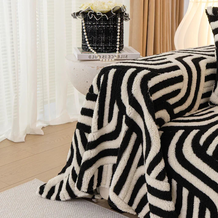 Black Elegance Chenille Sofa Cover : [EM-SC-39]