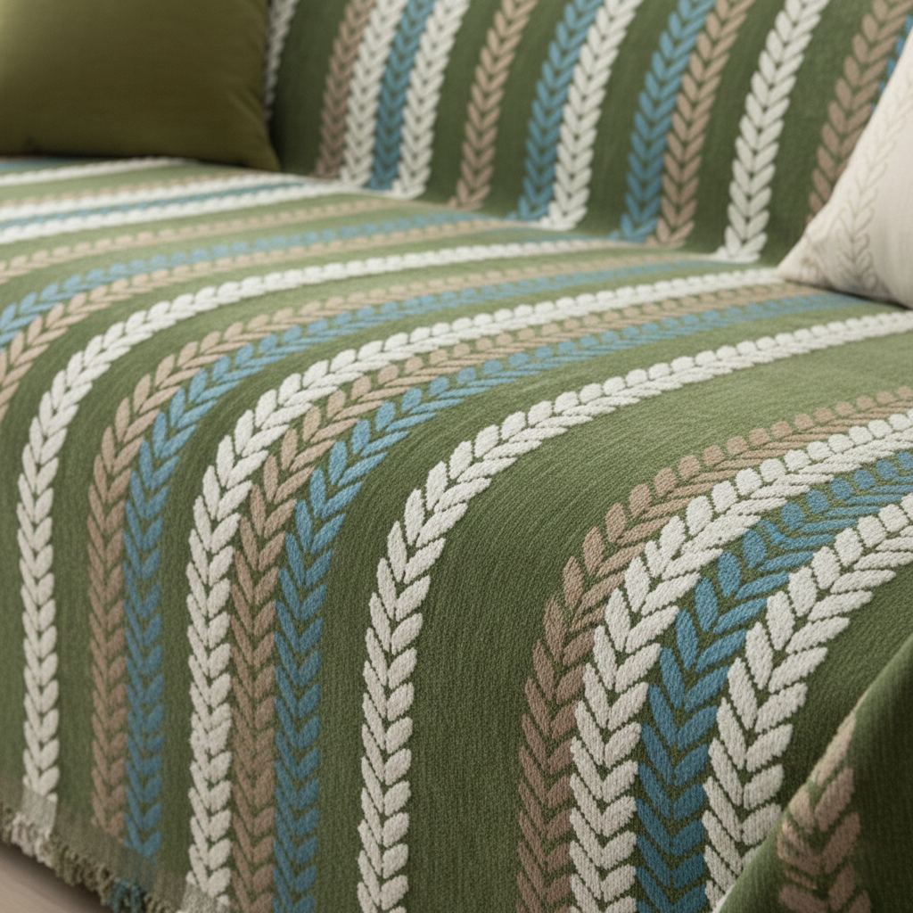 Premium Chenille Leaf Pattern Sofa Cover