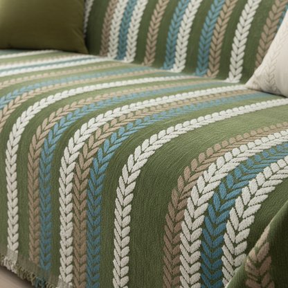 Premium Chenille Leaf Pattern Sofa Cover