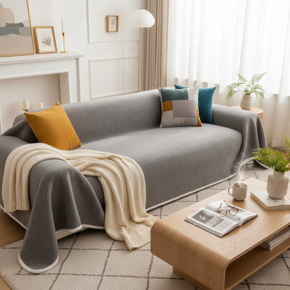 Grey Elegance Chenille Sofa Cover : [EM-SC-44]