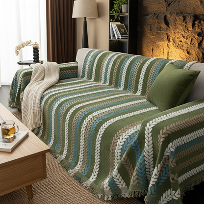 Premium Chenille Leaf Pattern Sofa Cover