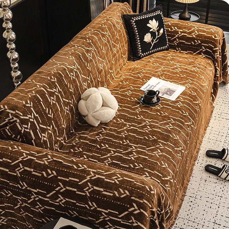 Brown Elegance Chenille Sofa Cover : [EM-SC-46]