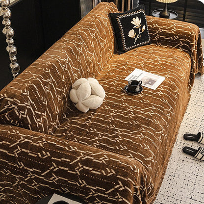 Brown Elegance Chenille Sofa Cover : [EM-SC-46]