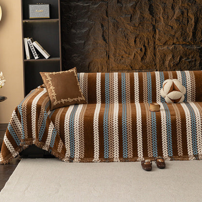 Premium Chenille Leaf Pattern Sofa Cover