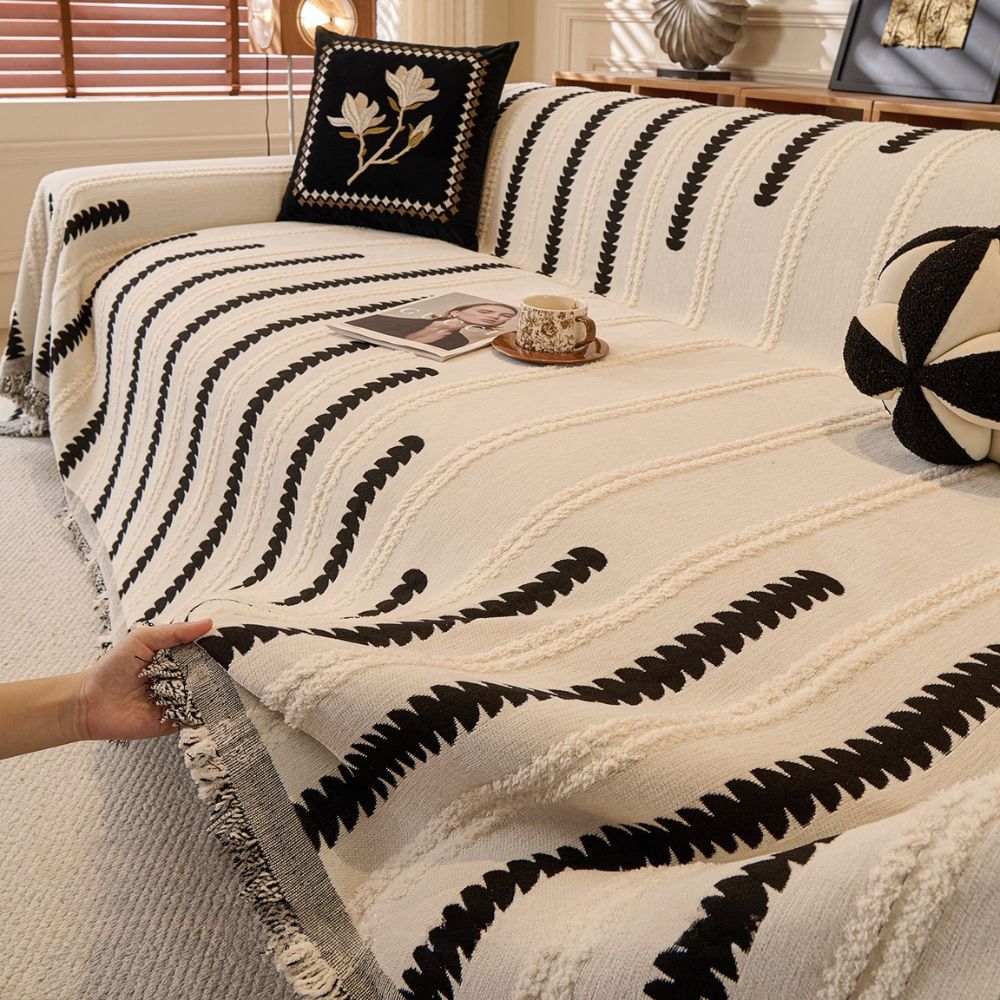 White Elegance Chenille Sofa Cover : [EM-SC-47]