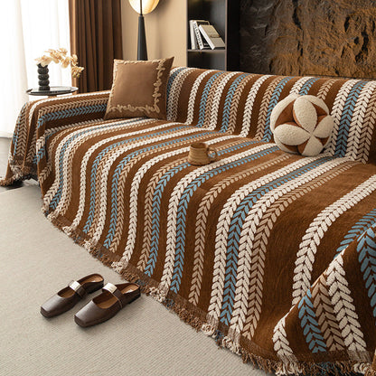 Premium Chenille Leaf Pattern Sofa Cover