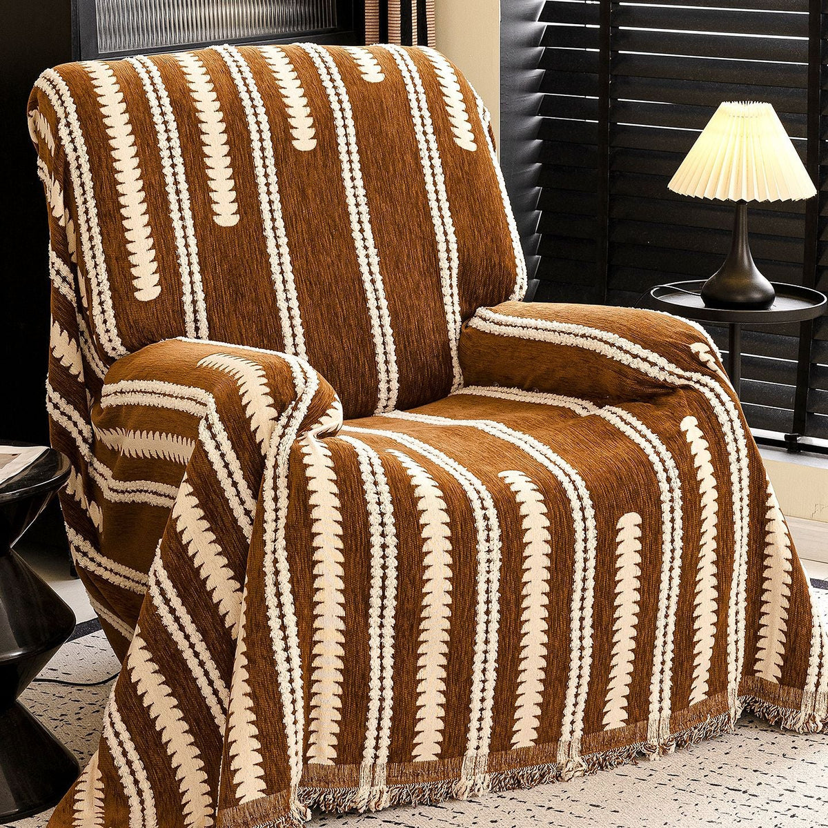 Brown Elegance Chenille Sofa Cover : [EM-SC-47]