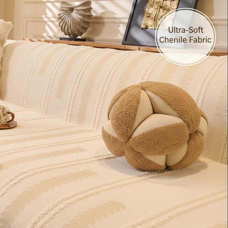 Beige Elegance Chenille Sofa Cover : [EM-SC-47]
