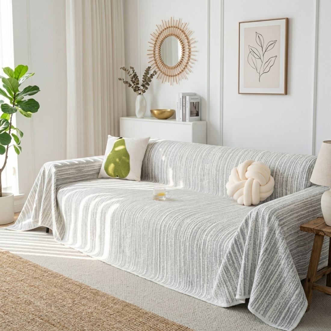 Elegance Chenille Grey Sofa Cover : [EM-SC-40]