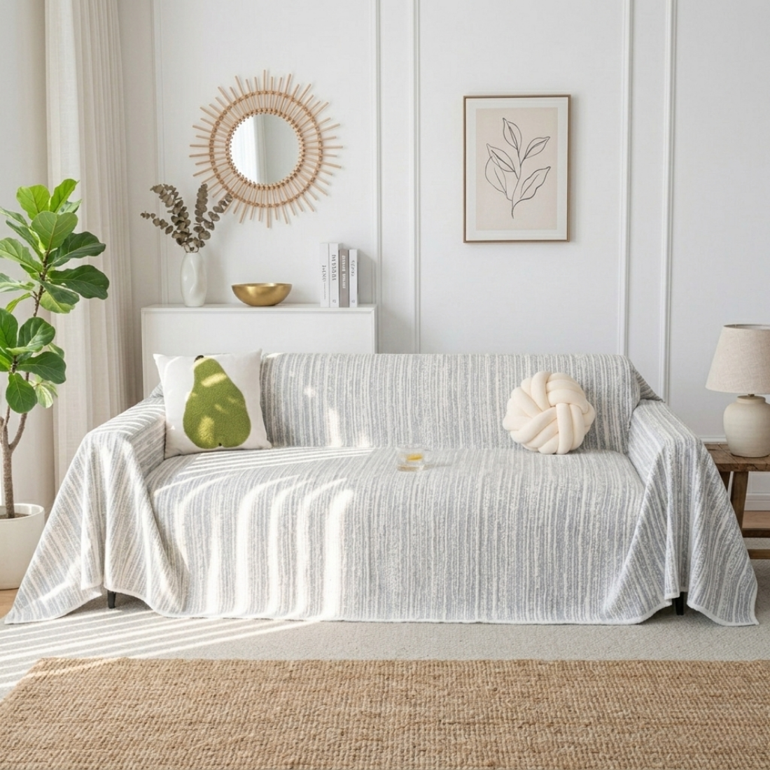 Elegance Chenille Grey Sofa Cover : [EM-SC-40]