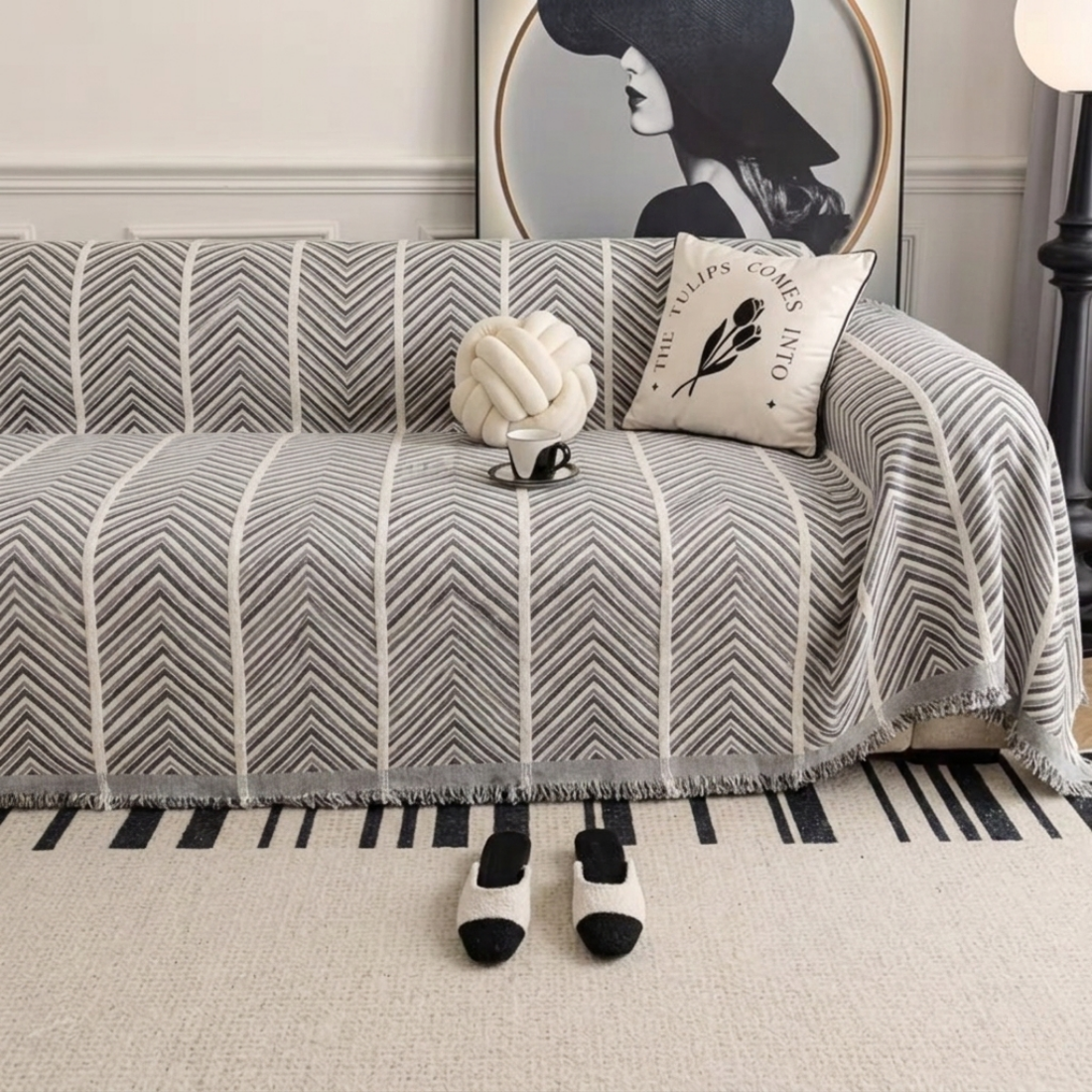 Elegance Chenille Grey Sofa Cover : [EM-SC-41]