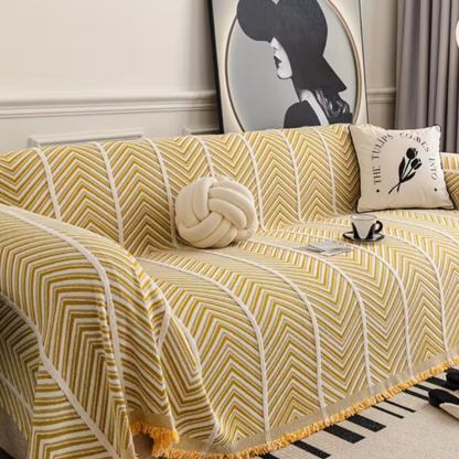 Elegance Chenille Yellow Sofa Cover : [EM-SC-41]