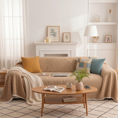 Brown Elegance Chenille Sofa Cover : [EM-SC-44]