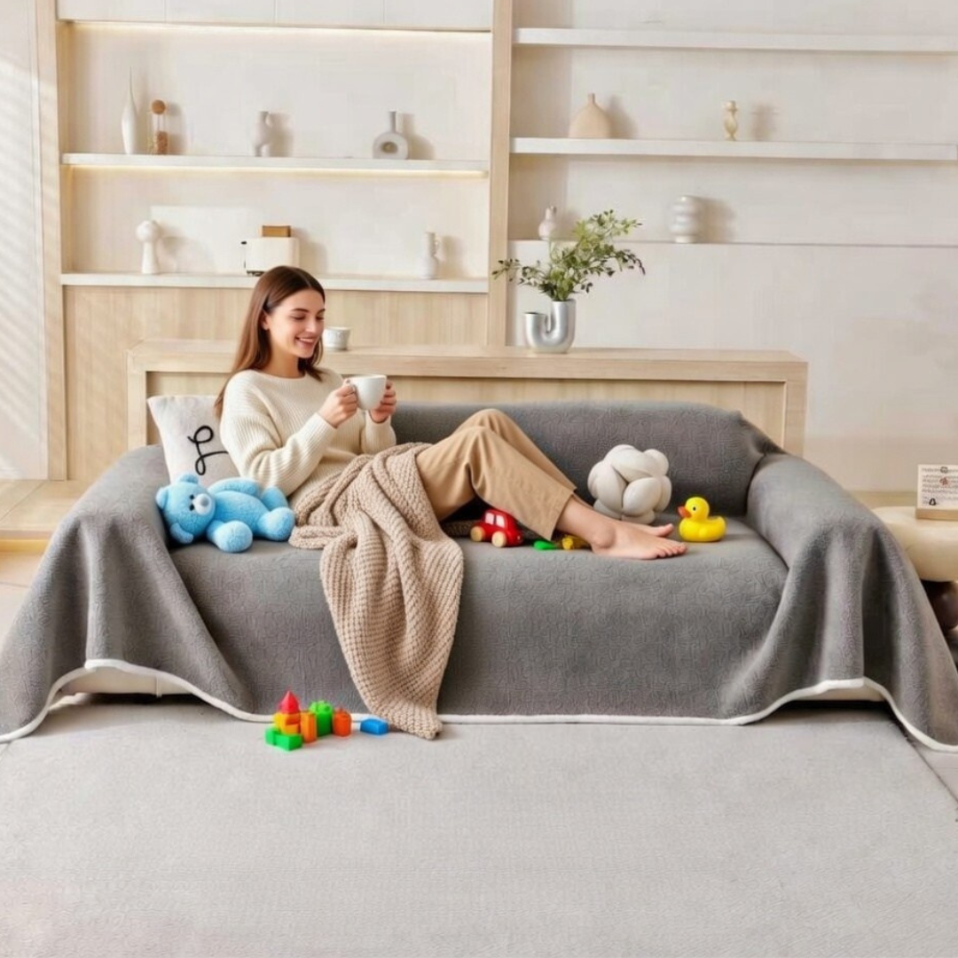 Grey Elegance Chenille Sofa Cover : [EM-SC-44]