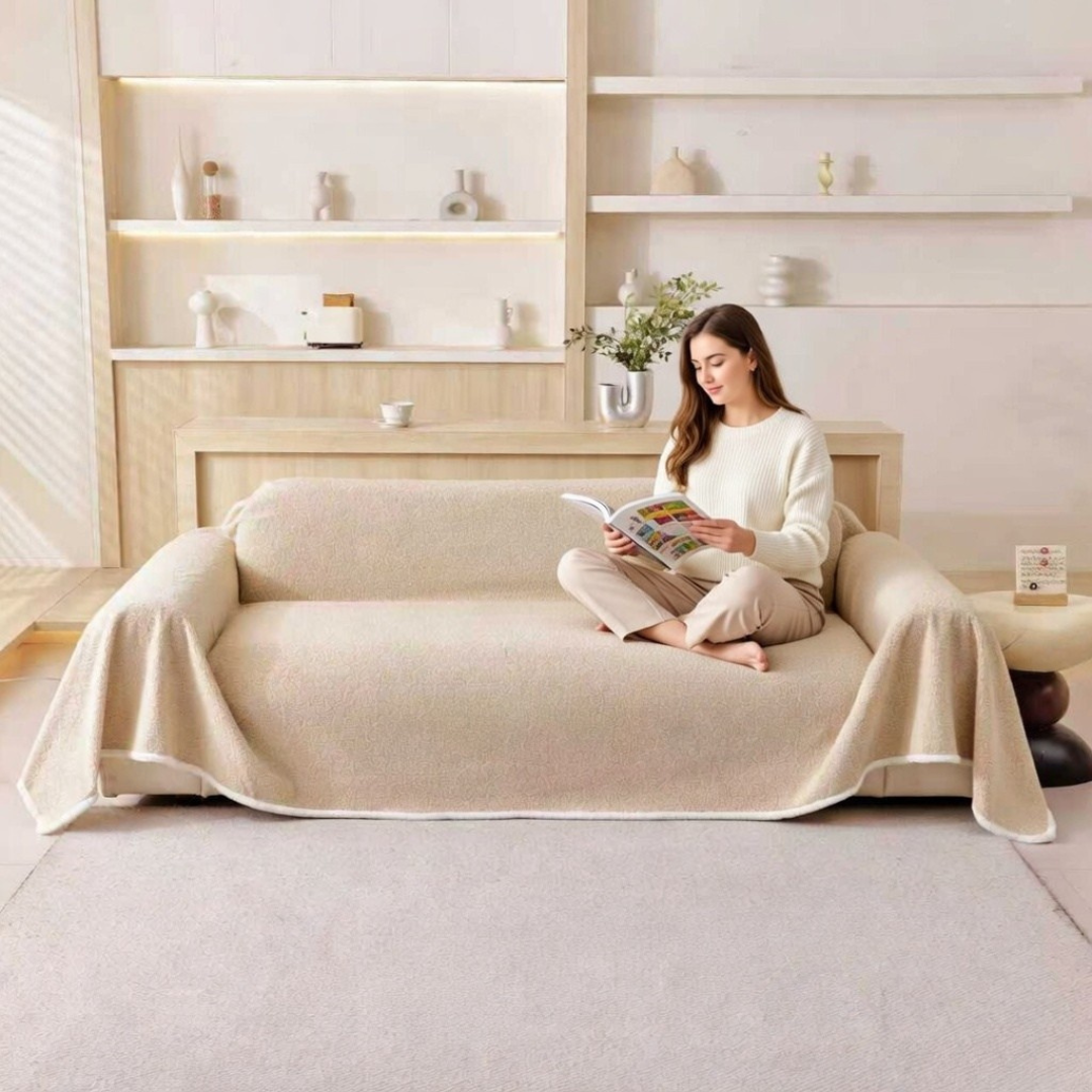 Coffee Elegance Chenille Sofa Cover : [EM-SC-44]