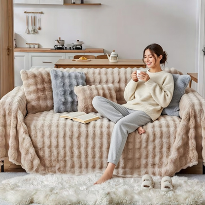 Coffee Elegance Chenille Sofa Cover : [EM-SC-43]