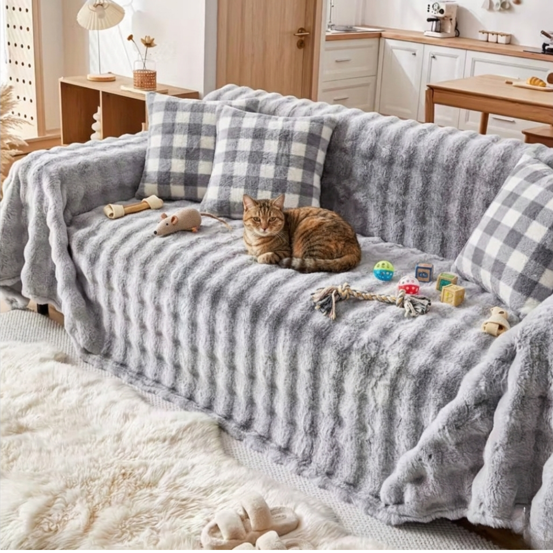 Grey Elegance Chenille Sofa Cover : [EM-SC-43]