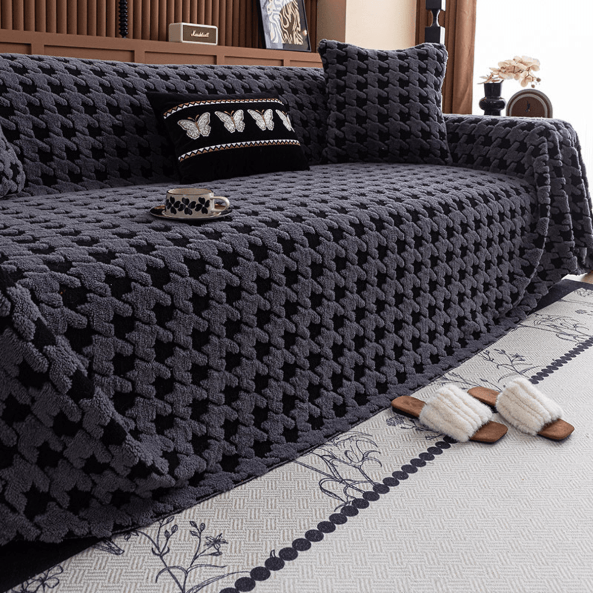 Luxurious Jacquard Sofa Cover (Grey) : [EM-SC-33]