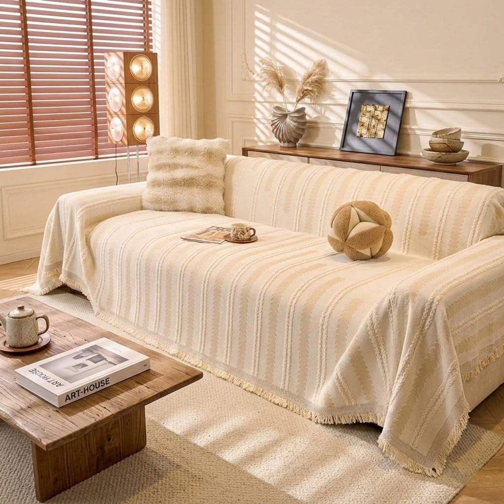 Beige Elegance Chenille Sofa Cover : [EM-SC-47]