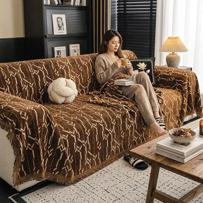 Brown Elegance Chenille Sofa Cover : [EM-SC-46]