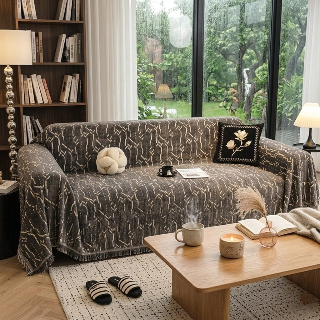 Grey Elegance Chenille Sofa Cover : [EM-SC-46]